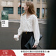 香影白色v領(lǐng)襯衫女2026春季新款通勤輕職場(chǎng)木耳邊萊賽爾天絲上衣 白色 L 165/88A/110-125斤