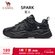 駱駝（CAMEL）男鞋厚底增高緩震老爹休閑運動(dòng)鞋子 K15CX4L4018 黑/城堡灰 41