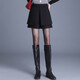 短褲女褲子冬季流行新款裙褲高腰垂感闊腿褲休閑高級感短褲裙靴褲 黑色 M /2尺-27碼