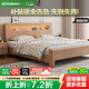 森路仕 北歐實(shí)木床雙人床1.8米2米主臥大床簡(jiǎn)約原木風(fēng)1.5米床臥室家具 單床【床頭可置物可充電】 1.5*2米框架結構(松木透氣床板)
