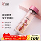 希諾（heenoor）雙層玻璃杯家用女士帶濾網(wǎng)個(gè)性潮流清新花茶杯隔熱防燙便攜水杯 水晶粉300ml