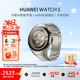 華為（HUAWEI）WATCH 5智能手表高端款男士女士航天級鈦合金表殼素皮復合表帶X-TAP智感窗鴻蒙AI腕上小藝eSIM通信 46mm鈦空銀丨鈦金屬表帶丨鈦合金表殼