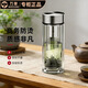 萬(wàn)象雙層玻璃杯男女士商務(wù)辦公泡茶杯加厚大容量便攜車(chē)載隔熱防燙水杯 V303R拉絲蓋-適中款370ml