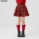 McTicco女童過(guò)年衣服超好看紅色毛衣裙子套裝兒童新年戰袍巨 4539紅格子半身裙 140 140cm
