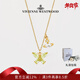 薇薇安·威斯特伍德（Vivienne Westwood）西太后項鏈女輕奢蝴蝶項鏈小眾鎖骨鏈女生毛衣鏈情人節禮物送女友 蝴蝶項鏈-綠金色