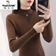 啄木鳥(niǎo)（TUCANO）半高領(lǐng)洋氣內搭針織毛衣女修身秋冬季新款蕾絲網(wǎng)紗色打底衫上衣 咖啡色 L 【105--115斤】