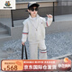 Burwilde國際品牌男童秋裝套裝2025新款痞帥兒童運動(dòng)衛衣三件套寶寶春秋季 灰色[三件套]（禮盒裝） 100 cm