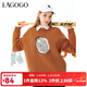 LAGOGO石榴撞色印花毛衣女拉谷谷冬季新款圓領(lǐng)慵懶風(fēng)針織衫上衣 桔黃色(J3) M 160/38