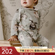 OAK FAMILY新生嬰兒連體衣早秋純棉百天寶寶衣服和尚服長(cháng)袖滿(mǎn)月連身爬服 [春款]斜襟|絨球兔 73cm （推薦6~9個(gè)月）