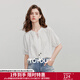 初語(yǔ)圓領(lǐng)寬松襯衫女2025夏季新款純棉繡花文藝浪漫襯衣度假風(fēng)上衣 白色 M
