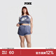 維多利亞的秘密 PINK 運動(dòng)網(wǎng)紋彈力插肩短款LOGO時(shí)尚T恤新年禮物睡衣城市輕戶(hù)外 4YQM暗藍色 11244591 S
