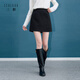 三彩2026春季新款亮片半身裙香風(fēng)A字裙短裙優(yōu)雅氣質(zhì)高腰簡(jiǎn)約S 經(jīng)典黑 M 160/68A