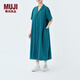 MUJI IDEE 女式 泡泡紗 短袖連衣裙 女裝裙子夏季 GAD53C4S 深藍色 均碼 165/88A
