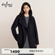 伊芙麗（eifini）伊芙麗高質(zhì)羊毛毛呢外套收腰系帶趨勢立領(lǐng)大衣2025冬季 黑藏青 一手長(cháng)款 預售 L 115-130斤