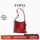 FOFO流浪包原創(chuàng  )小眾設計師油蠟皮百搭通勤大容量牛皮單肩斜挎女包 中號洋紅【可裝11寸ipad】