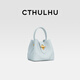CTHULHU【女神節禮物】韓國單肩手提包包女頭層牛皮大氣輕奢膠囊水桶包 藍色