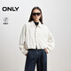 ONLY2025秋季新款休閑百搭花苞下擺夾棉寬松牛仔棉服女|12530B001 J2G 米白色 XS