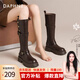 達芙妮騎士靴女長(cháng)靴長(cháng)筒靴百搭學(xué)院風(fēng)氣質(zhì)皮帶扣調節2025冬季新款 棕色 37 (235mm) 標準碼