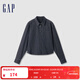 GAP女裝翻領(lǐng)長(cháng)袖牛仔襯衫寬松復古風(fēng)百搭上衣646208 黑色 165/84A(M) 亞洲尺碼