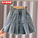 凌卡戚女童牛仔短褲夏裝新款褲裙兒童夏季褲子外穿女孩大童薄款裙褲 裙褲3009款 藍色 120