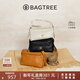 BAGTREE【明星同款】包包樹(shù)奶盒包植鞣皮單肩斜挎腋下通勤Hobo枕頭女士包 檀黑色-小號【雙磁吸款】 高級小眾情人節禮物
