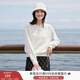 香影奶藍色軟糯圓領(lǐng)毛衣女2025冬季新款寬松顯瘦長(cháng)袖鉤花針織上衣 鷺白 M 160/84A/95-110斤