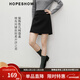 紅袖（hopeshow）通勤顯瘦半身裙2025冬季新款女裝幾何袋蓋拼接側拉鏈A字磨毛短裙 黑3050 L