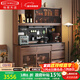 格雅木語(yǔ)黑胡桃木餐邊柜洞洞板儲物收納柜靠墻輕奢高柜廚房餐廳巖板酒柜 1.5m餐邊柜+收納洞板+電力導軌