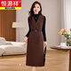 恒源祥毛呢背心兩件套連衣裙女冬季氣質(zhì)高級感顯瘦長(cháng)袖針織衫套裝裙子 安哥拉紅 2XL 140-155