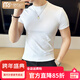 莫代爾白色純棉打底衫男士短袖半高領(lǐng)修身圓領(lǐng)薄款貼身西裝內搭中領(lǐng)t恤 白色 A213-DT11 常規 M 建議90-110斤