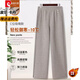 皮爾卡丹（pierre cardin）媽媽裝毛呢直筒褲25新款春款洋氣中老年女松緊腰休閑褲新款長(cháng)褲 卡其色 加絨 2XL (推薦110-130斤)