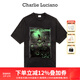 Charlie Luciano人物稻草夢(mèng)境夜光做舊T恤新款92853情侶男女同款cl短袖男潮 黑色 M 170