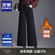 羅蒙（ROMON）休閑褲女?huà)寢屟蛎亻熗妊澢锒炯咏q加厚褲子高腰垂感寬松九分褲 黑色 27 /M 建議90-103斤
