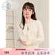 紫涵（ZIHAN）紫涵半高領(lǐng)長(cháng)袖針織衫冬季新款木耳花邊簡(jiǎn)約百搭上衣 米金 M