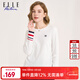 ELLE ACTIVE 純棉柔軟舒適長(cháng)袖T恤女裝初秋時(shí)尚氣質(zhì)袖口撞色百搭圓領(lǐng)打底衫女 白色【建議拍大一碼】 L