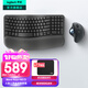 羅技（Logitech）Wave Keys人體工學(xué)鍵盤(pán) 無(wú)線(xiàn)藍牙鍵盤(pán)辦公平板ipad鍵盤(pán)Mac筆記本薄膜鍵盤(pán) 家用雙模帶掌托傾角支架 Wave Keys+M575【黑色套裝】