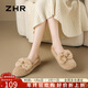 ZHR毛毛棉鞋女加絨外穿單鞋女舒適平底孕婦豆豆鞋女 AB51 杏色 37 