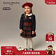 Teenie Weenie Kids 小熊童裝26年新款女寶寶拼接格紋長(cháng)袖連衣裙 藏青色 120cm