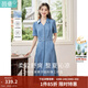 茵曼（INMAN）復古天絲涼感小v翻領(lǐng)連衣裙女士2026年夏季新款收腰a字牛仔裙 牛仔藍 -18525993 S