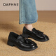 達芙妮厚底樂(lè )福鞋女鞋2025新款秋季爆款復古百搭流蘇英倫風(fēng)小皮鞋 黑色 37