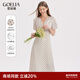 歌莉婭白色復古連衣裙夏裝女緞面冰絲法式波點(diǎn)氣質(zhì)V領(lǐng)長(cháng)裙子1A6H4KAK0 06D杏底印花 L