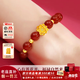 老廟黃金手串足金蓮花轉運珠和田玉紅瑪瑙送女友老婆跨年情人節禮物 紅瑪瑙手串(4顆金珠)約1.2g+禮盒 默認1