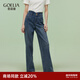 歌莉婭牛仔褲女春季流行穿搭2025新款直筒長(cháng)褲高腰褲子1E3JCD23D 75U牛仔藍 28