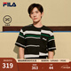 FILA 易烊千璽同款斐樂(lè )官方男子針織短袖25秋新款休閑純棉條紋舒適T恤 傳奇藍-NV XL 180/100A/XL