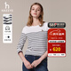 哈吉斯（HAZZYS）女裝 秋款T恤經(jīng)典條紋休閑長(cháng)袖T恤ABTSE0BCF05 白色WT M (160/84A 38)