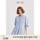 EIN言文藝輕行清雅風(fēng)琴褶泡泡袖雙層收褶連衣裙女2025夏新款 淺藍 L