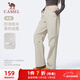 駱駝（CAMEL）加絨傘兵女褲寬松直筒戶(hù)外防潑水運動(dòng)褲 J25CA6L6017 松露灰 L