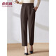 俞兆林媽媽褲子春秋彈力褲女松緊高腰休閑褲中老年寬松直筒女褲 Y53X071