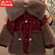 酷樂(lè )羊女童拜年服2025新款大童毛毛衣服兒童冬季新年仿皮草加絨加厚外套 酒紅色 130