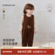babylove寶寶背帶褲秋冬嬰幼兒外出連體褲休閑褲保暖燈芯絨洋氣長(cháng)褲 焦糖棕 90
